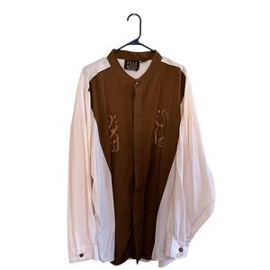 Wear The Right Thing Brown and Cream Button Down Shirt